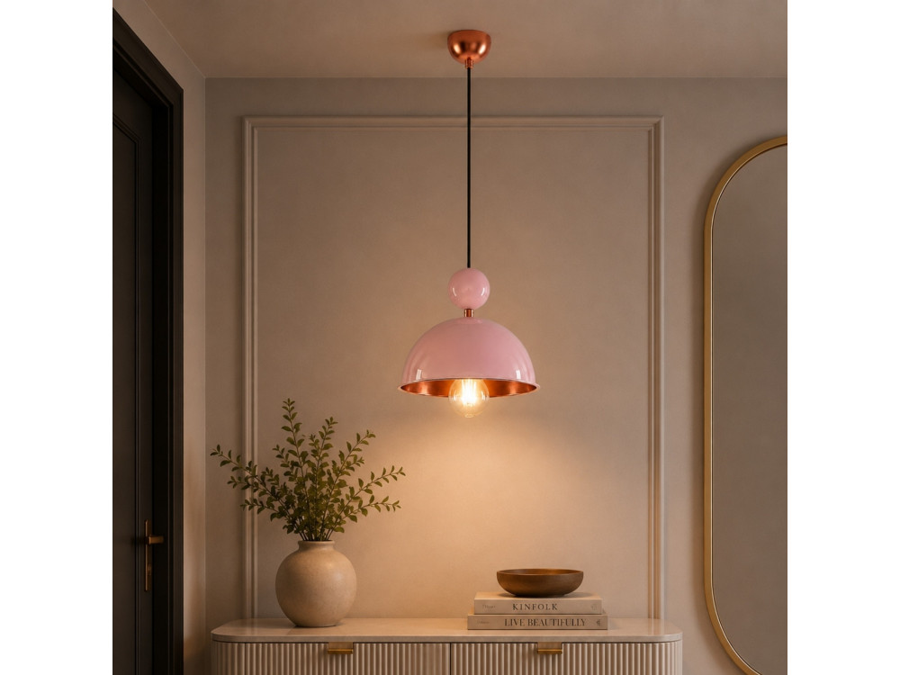 Metalowa lampa wisząca „Bubble” – 21 x 21 cm – różowa