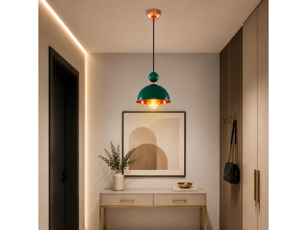 Metalowa lampa wisząca „Bubble” – 21 x 21 cm – ciemnozielona