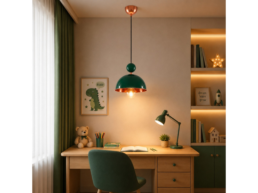 Metalowa lampa wisząca „Bubble” – 21 x 21 cm – ciemnozielona
