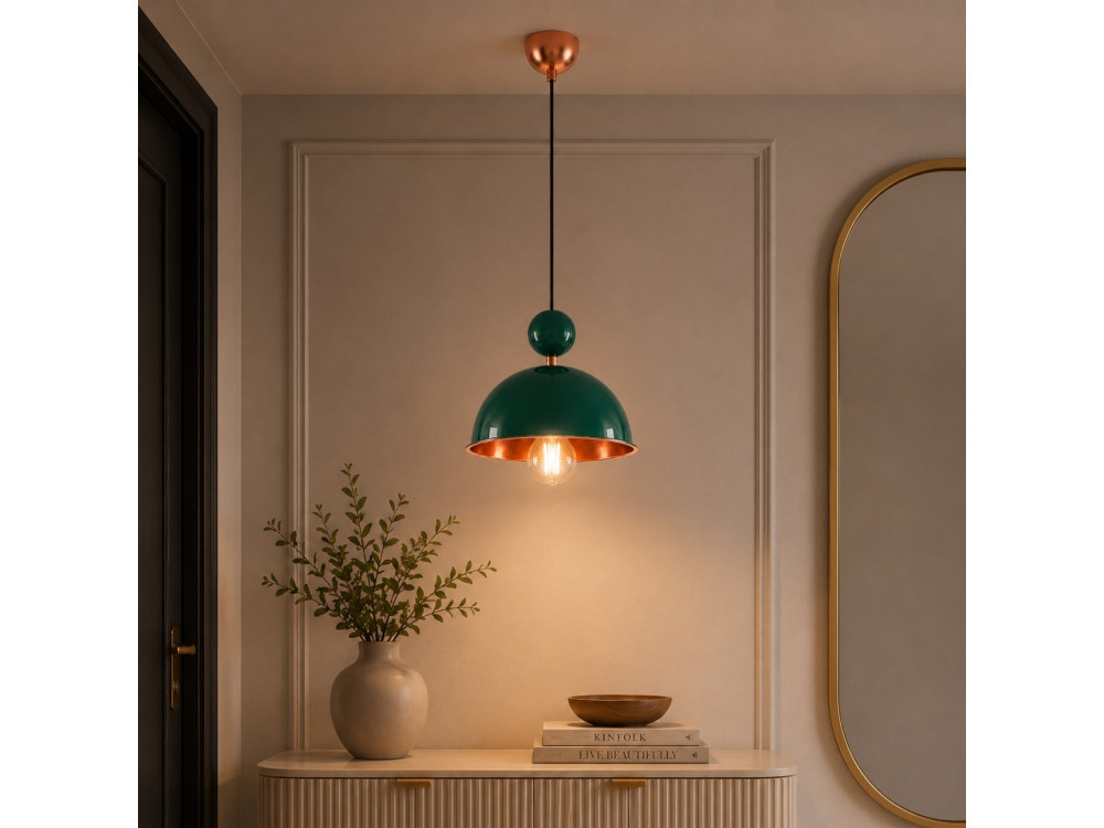 Metalowa lampa wisząca „Bubble” – 21 x 21 cm – ciemnozielona