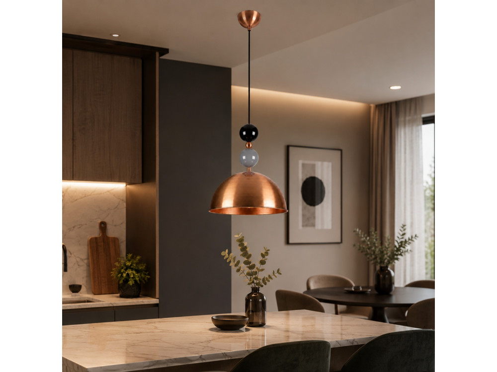 Metalowa lampa wisząca „Bubble” – 31 x 31 cm – miedź