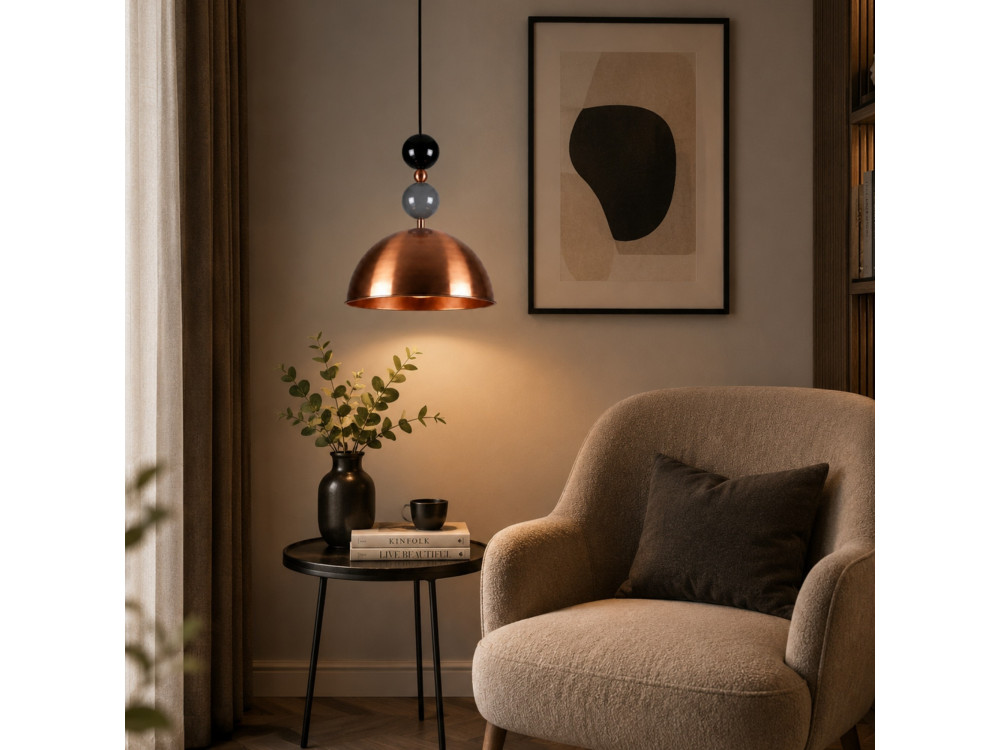 Metalowa lampa wisząca „Bubble” – 31 x 31 cm – miedź