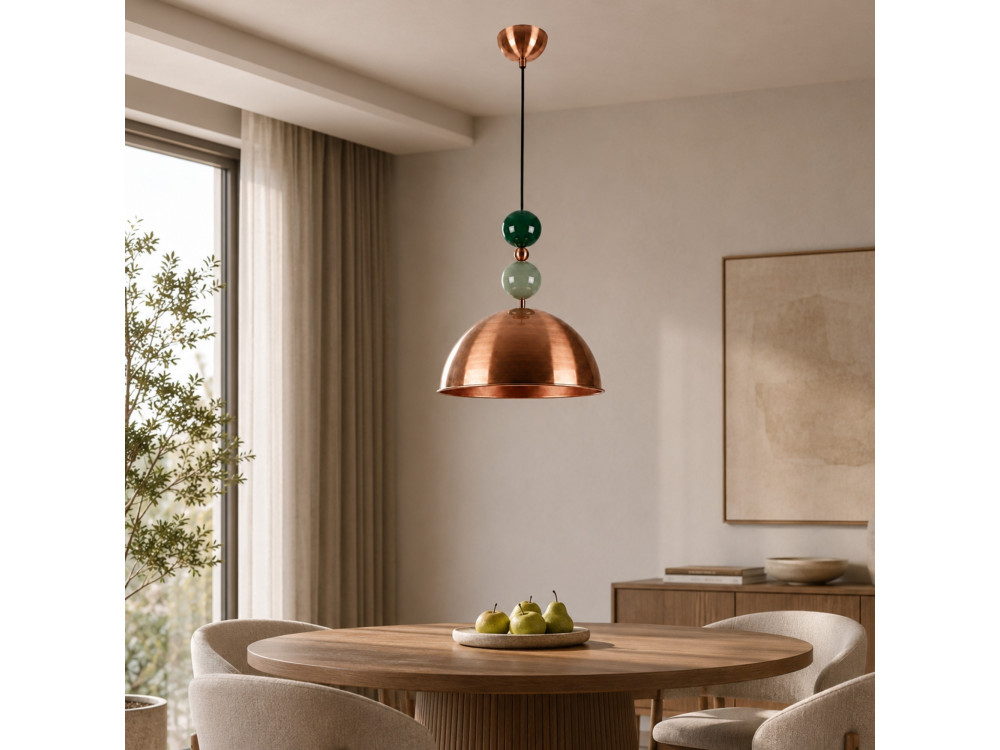 Metalowa lampa wisząca „Bubble” – 31 x 31 cm – miedź