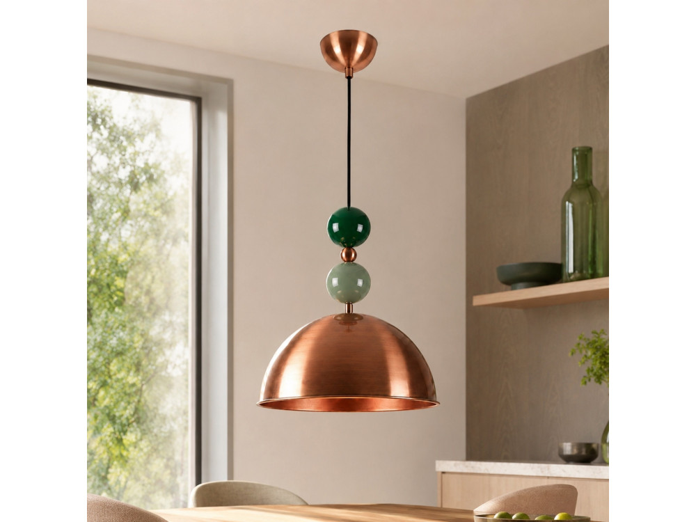 Metalowa lampa wisząca „Bubble” – 31 x 31 cm – miedź