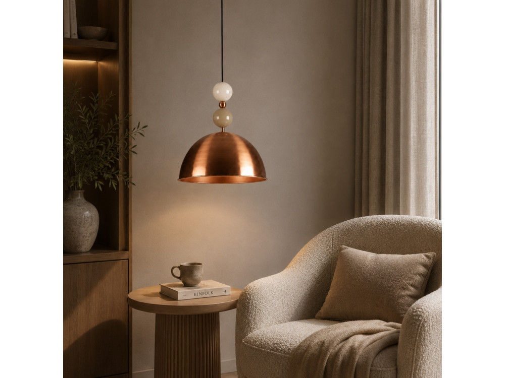 Metalowa lampa wisząca „Bubble” – 31 x 31 cm – miedź