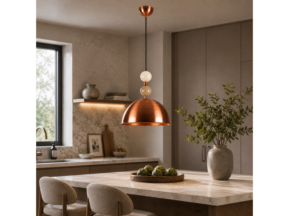 Metalowa lampa wisząca „Bubble” – 31 x 31 cm – miedź