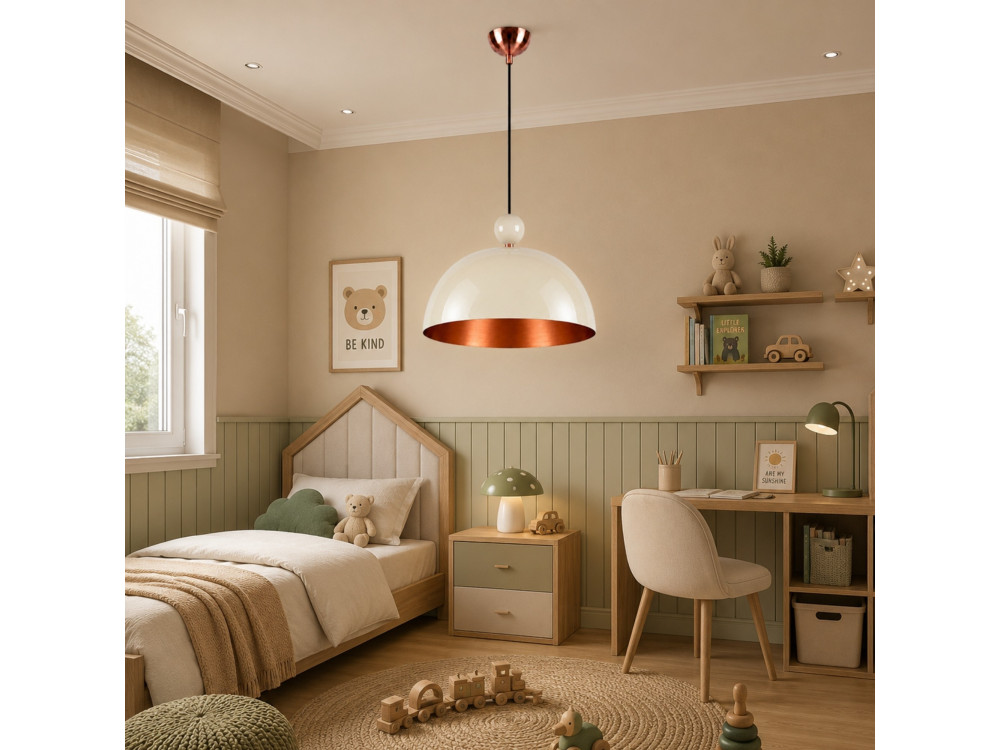 Metalowa lampa wisząca „Bubble” – 40 x 40 cm – beżowa