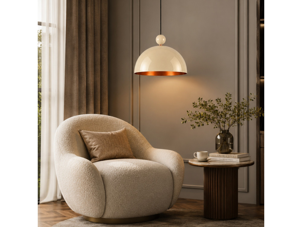 Metalowa lampa wisząca „Bubble” – 40 x 40 cm – beżowa