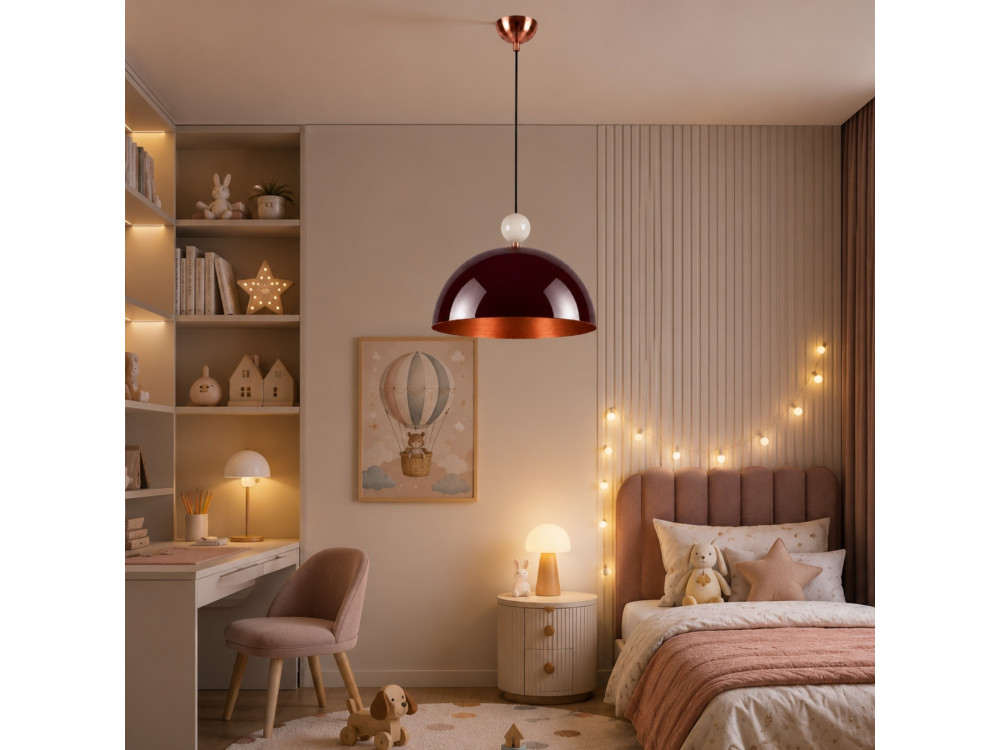 Metalowa lampa wisząca „Bubble” – 40 x 40 cm – kolor bordowy