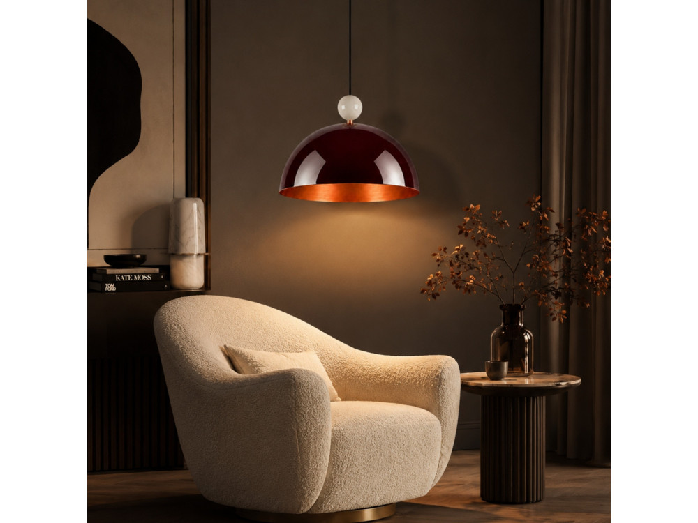 Metalowa lampa wisząca „Bubble” – 40 x 40 cm – kolor bordowy