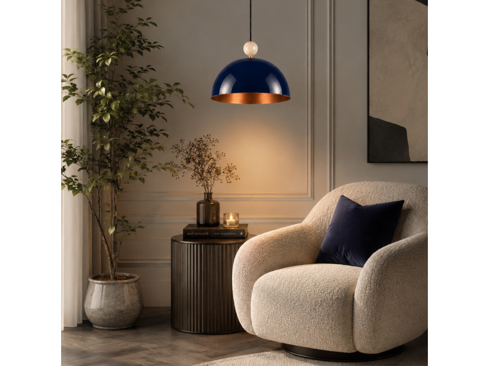 Metalowa lampa wisząca „Bubble” – 40 x 40 cm – granatowa