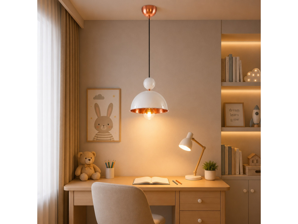 Metalowa lampa wisząca „Bubble” – 21 x 21 cm – beżowa