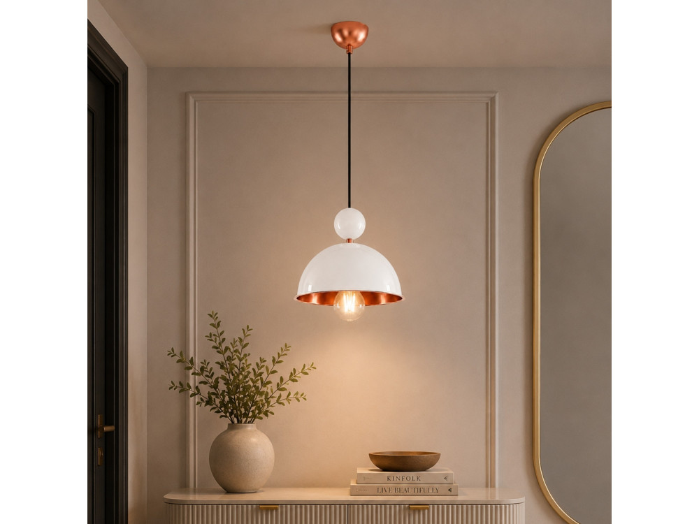 Metalowa lampa wisząca „Bubble” – 21 x 21 cm – beżowa