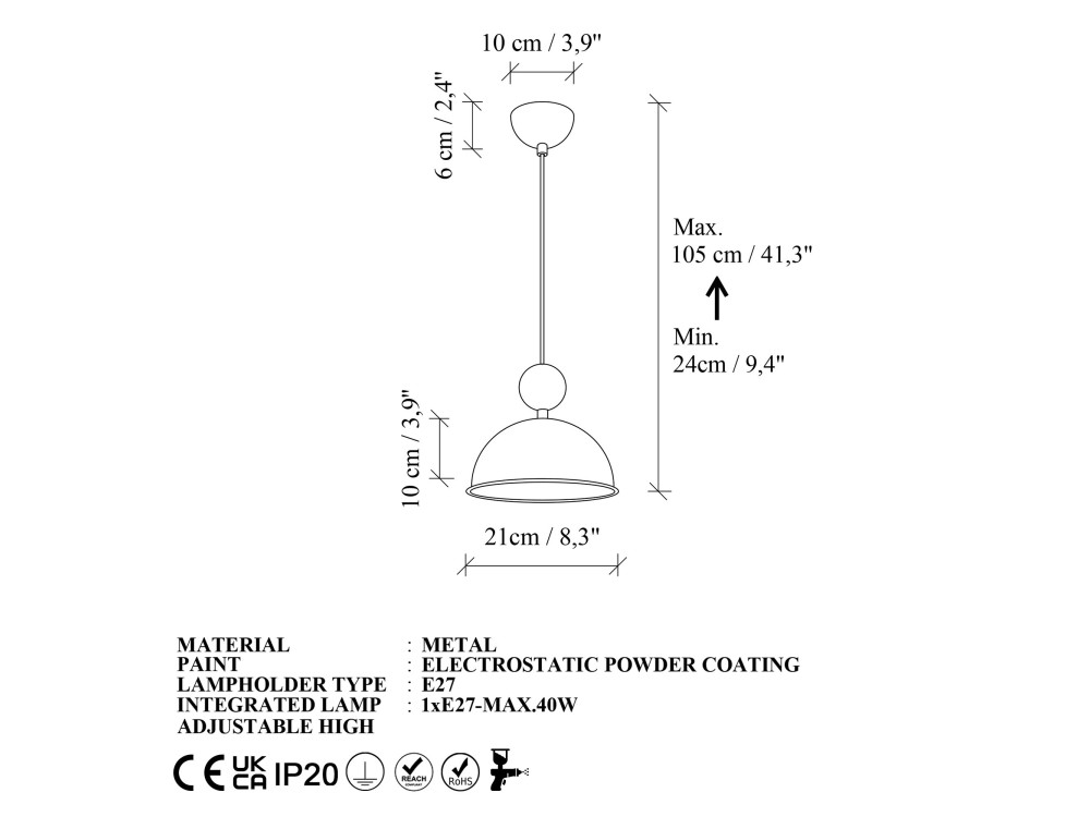 Metalowa lampa wisząca „Bubble” – 21 x 21 cm – beżowa