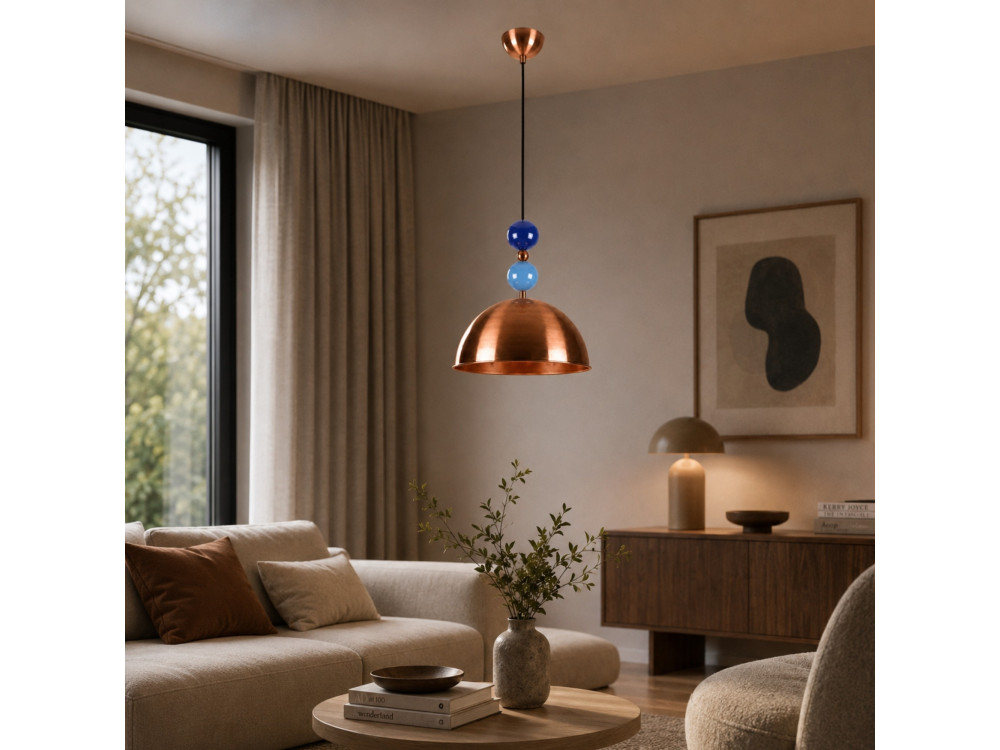Metalowa lampa wisząca „Bubble” – 31 x 31 cm – miedź
