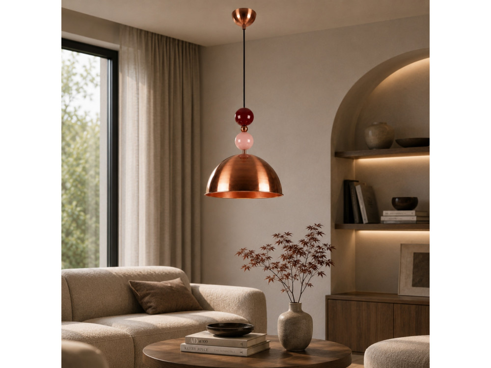 Metalowa lampa wisząca „Bubble” – 31 x 31 cm – miedź