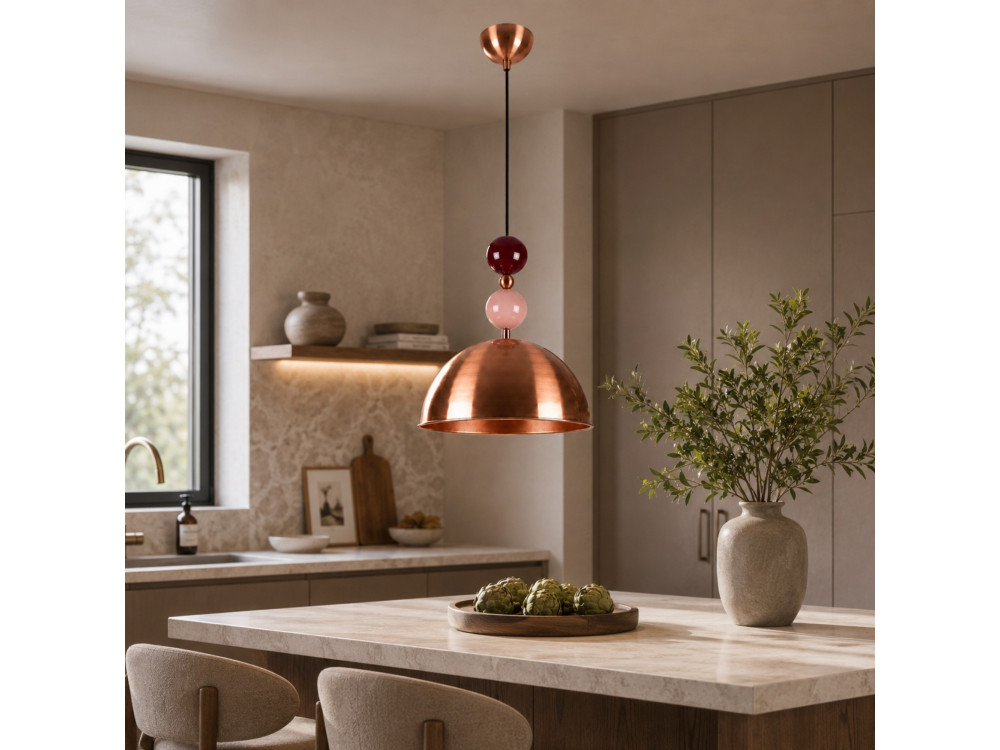 Metalowa lampa wisząca „Bubble” – 31 x 31 cm – miedź