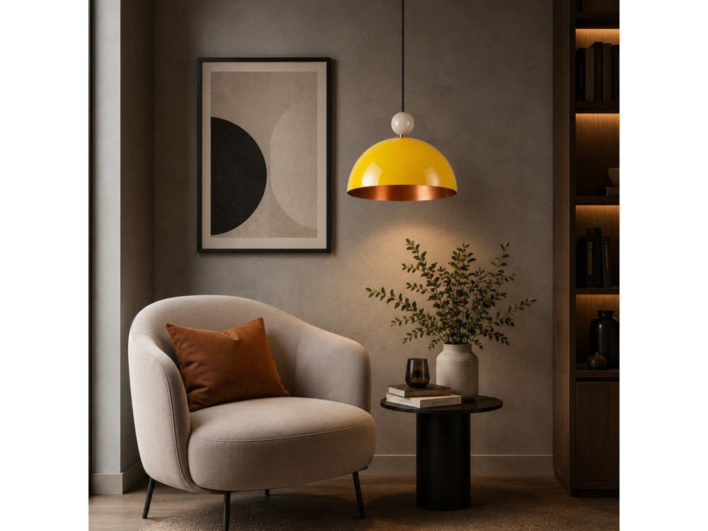 Metalowa lampa wisząca „Bubble” – 40 x 40 cm – żółta