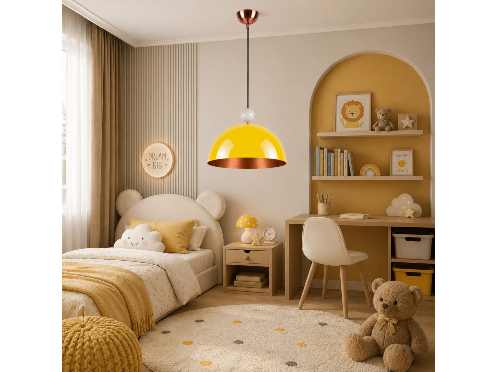 Metalowa lampa wisząca „Bubble” – 40 x 40 cm – żółta