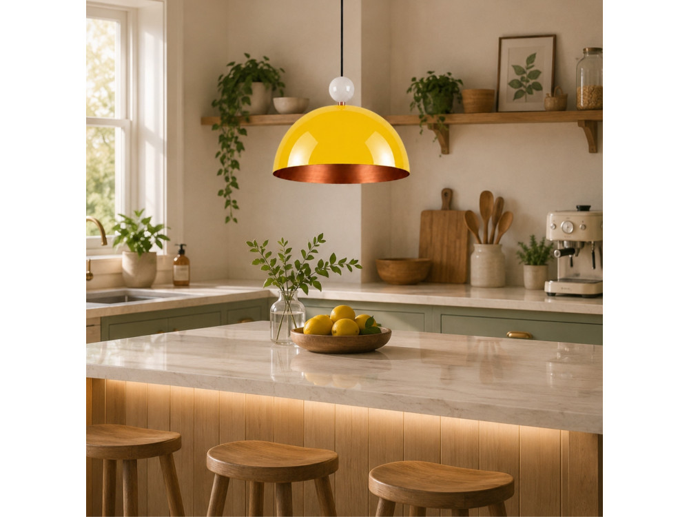 Metalowa lampa wisząca „Bubble” – 40 x 40 cm – żółta