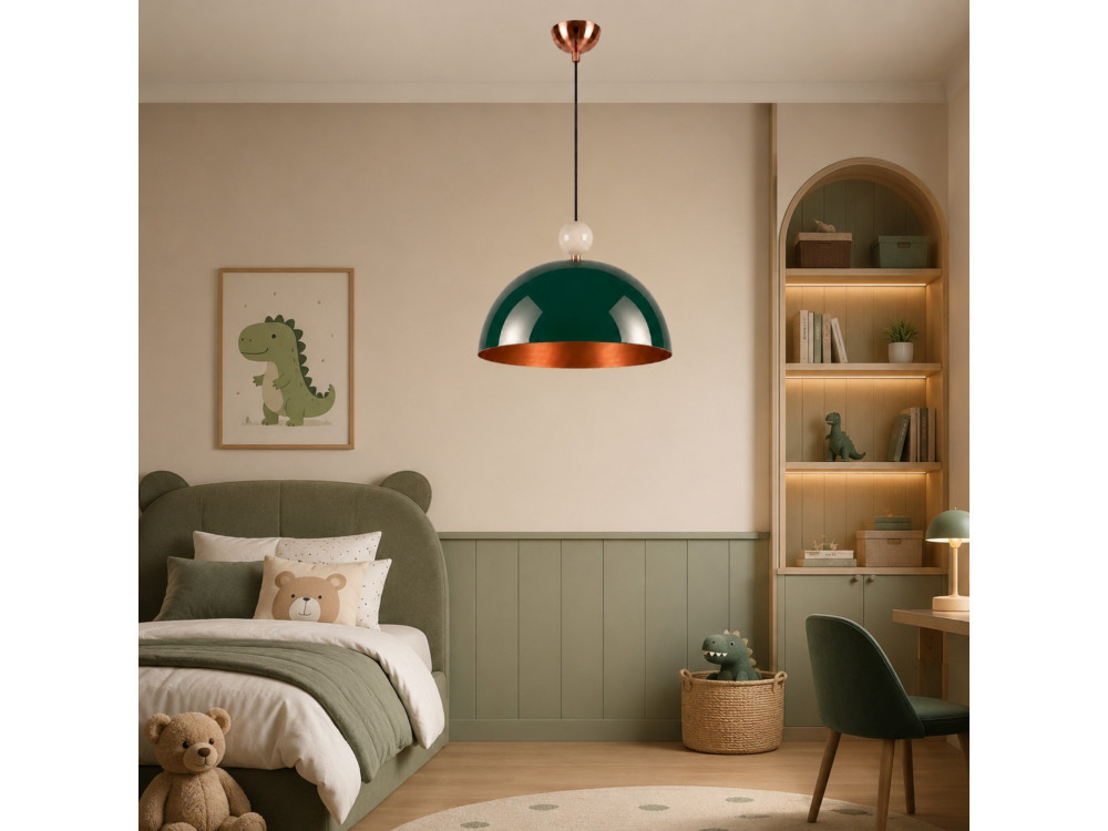 Metalowa lampa wisząca „Bubble” – 40 x 40 cm – ciemnozielona