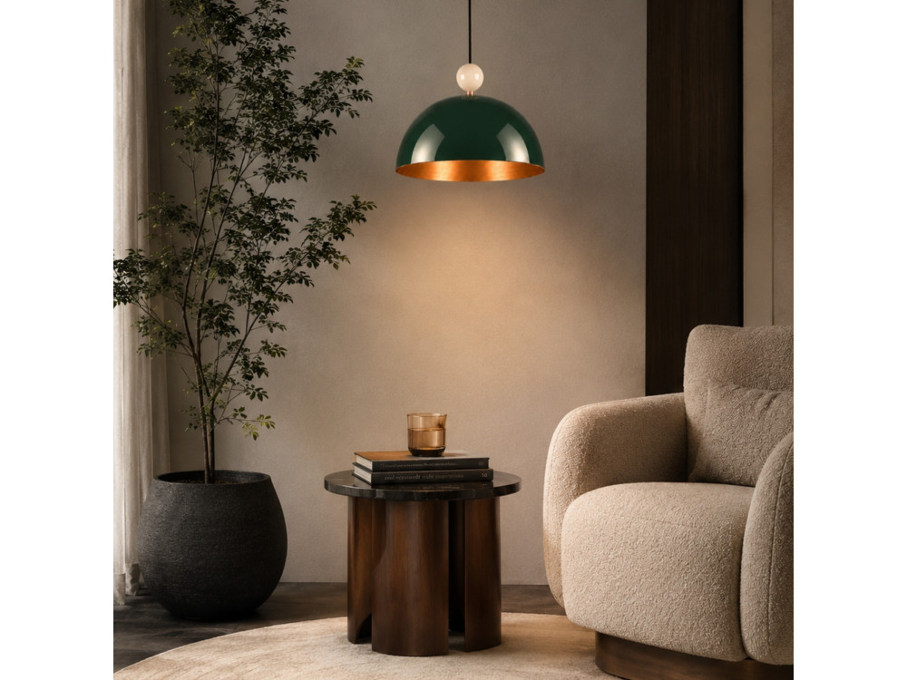 Metalowa lampa wisząca „Bubble” – 40 x 40 cm – ciemnozielona