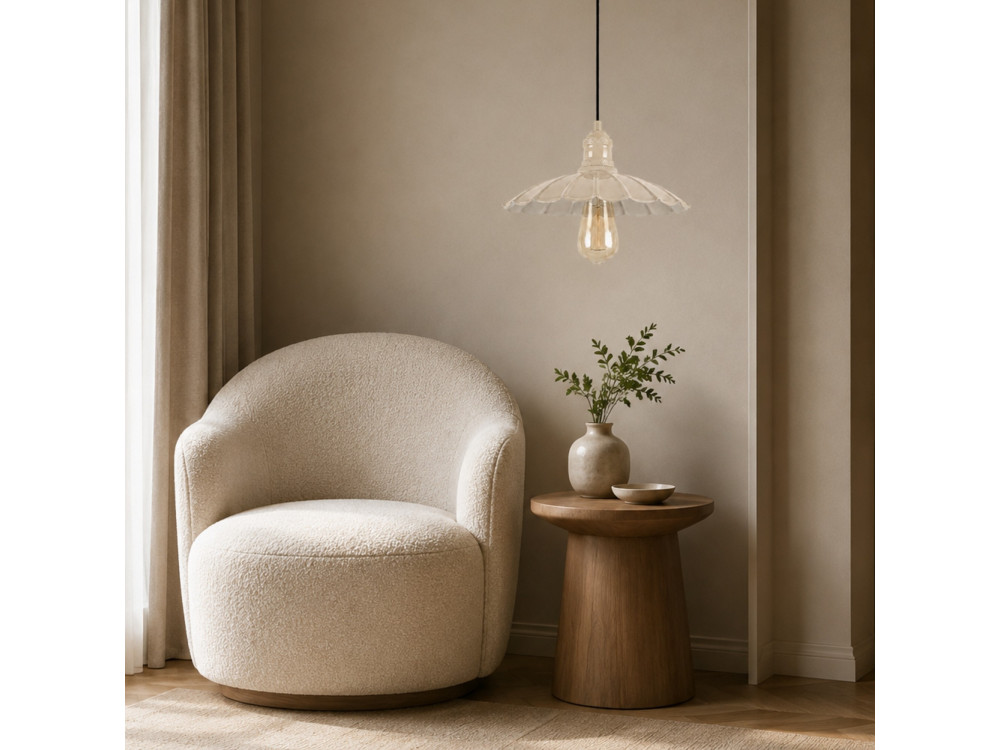 Metalowa lampa wisząca „Volan” – 25 x 25 cm – beżowa