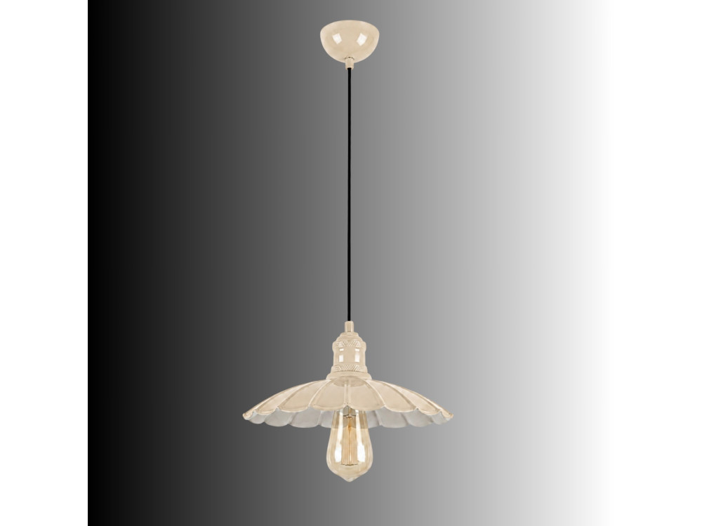 Metalowa lampa wisząca „Volan” – 25 x 25 cm – beżowa