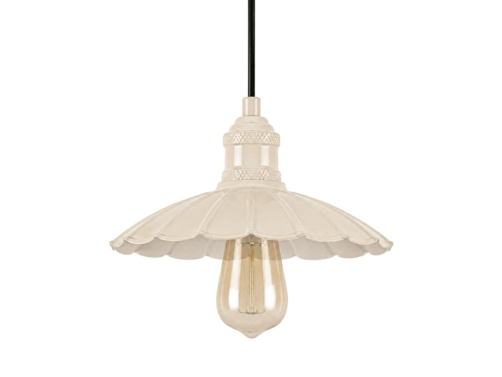 Metalowa lampa wisząca „Volan” – 25 x 25 cm – beżowa