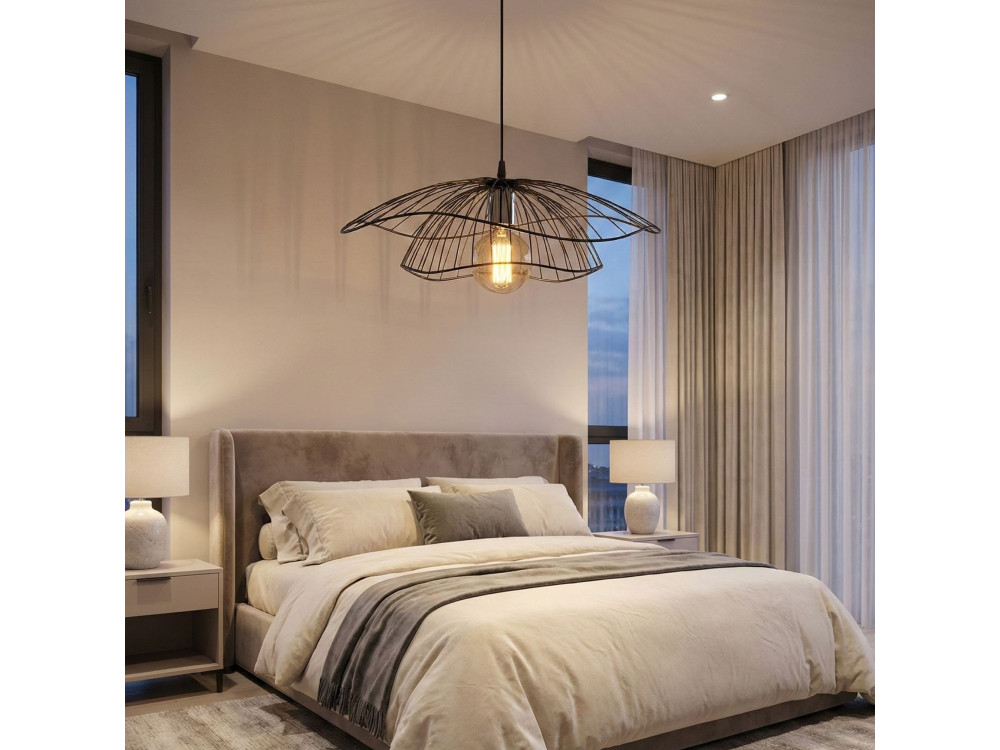 Metalowa lampa wisząca „Tel” – 50 x 50 cm – czarna