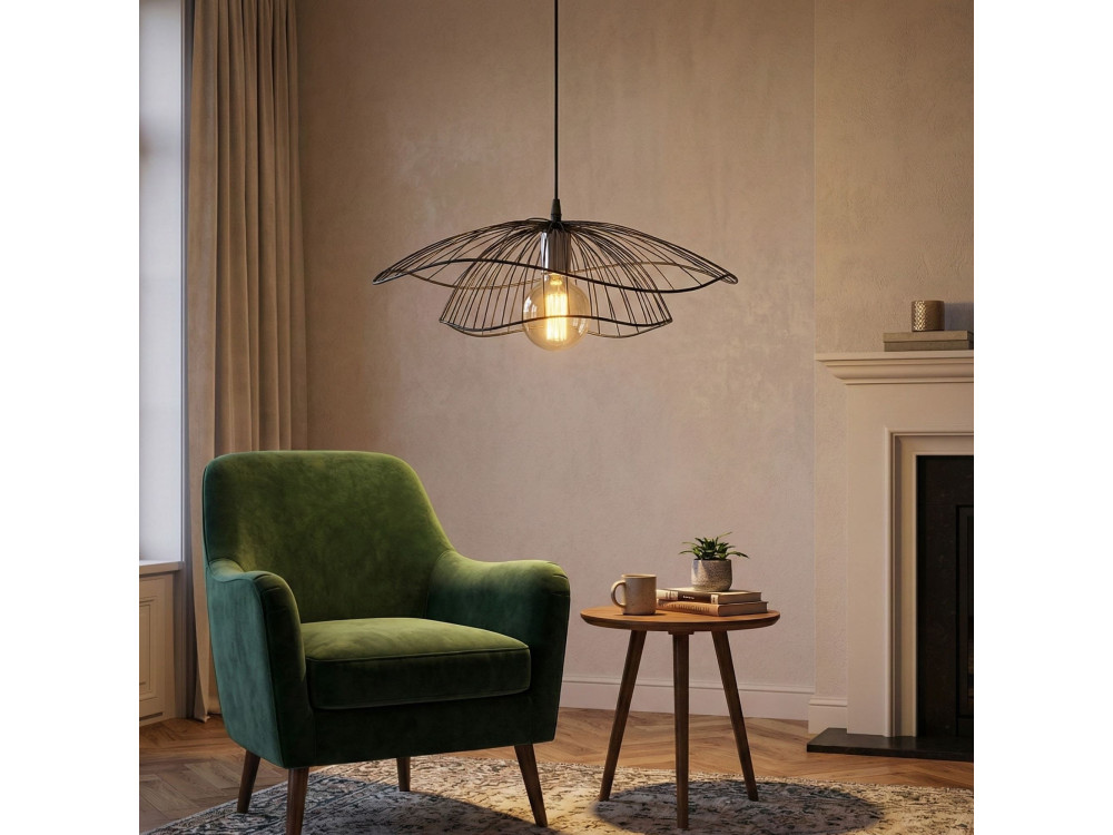 Metalowa lampa wisząca „Tel” – 50 x 50 cm – czarna
