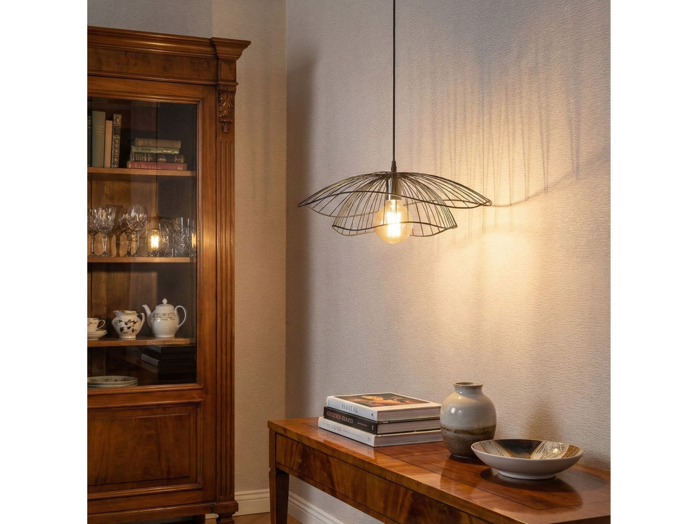 Metalowa lampa wisząca „Tel” – 50 x 50 cm – czarna