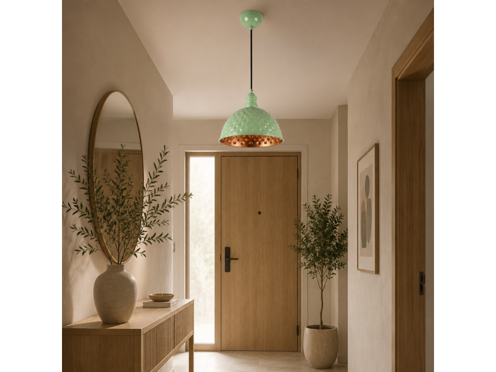 Metalowa lampa wisząca „Echo” – 26 x 26 cm – kolor miętowy
