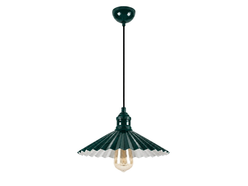Metalowa lampa wisząca „Plise” – 32 x 32 cm – ciemnozielona