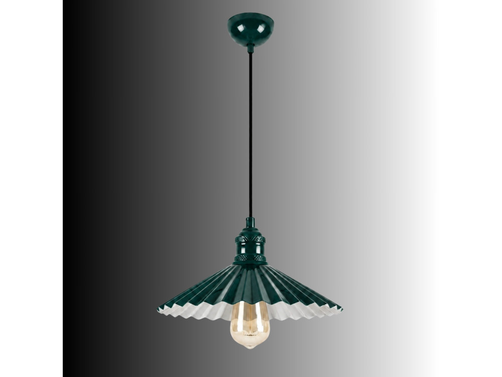 Metalowa lampa wisząca „Plise” – 32 x 32 cm – ciemnozielona