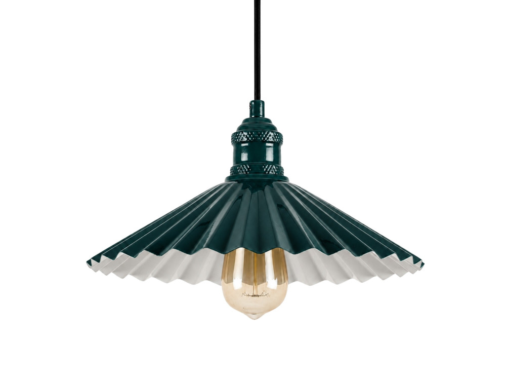 Metalowa lampa wisząca „Plise” – 32 x 32 cm – ciemnozielona