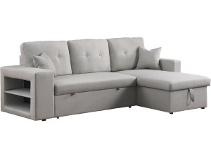Narożna sofa rozkładana/dwustronna „Axel” – 3-osobowa – jasnoszara