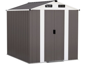 Metalowa szopa ogrodowa „Dallas” – 4,12 m² – kolor taupe