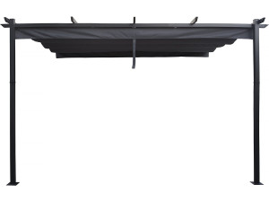 Aluminiowa pergola przyścienna z rozsuwanym dachem – 3 x 4 m – szara
