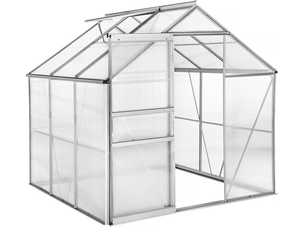 Szklarnia ogrodowa z poliwęglanu 190 x 190 x 195 cm „Basilic” – 3,61 m² – szara