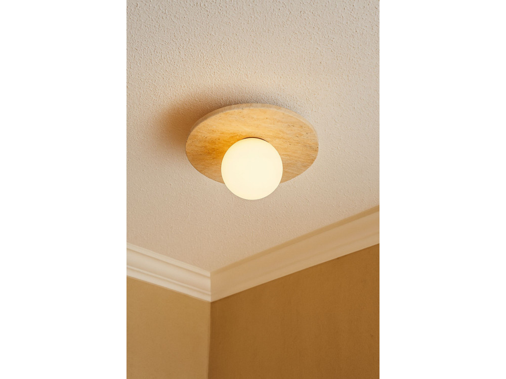Lampa sufitowa z trawertynu „Tor-Tun” – beżowa / biała