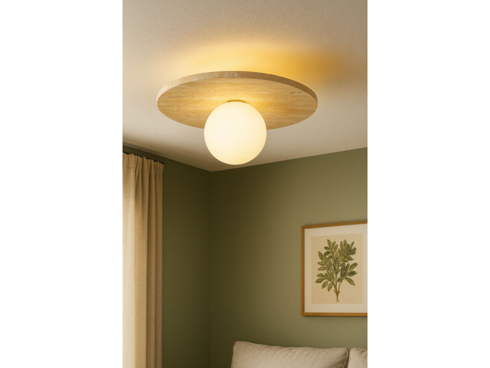 Lampa sufitowa z trawertynu „Tor-Tun” – beżowa / biała