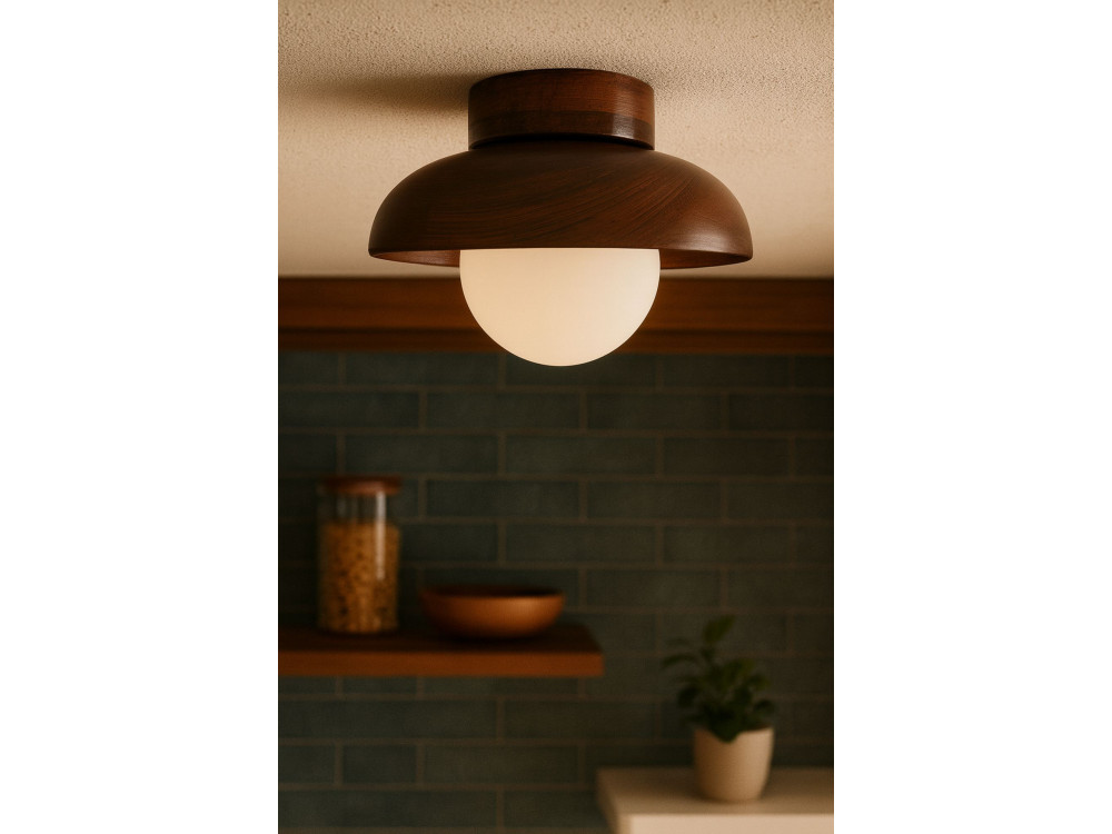 Drewniana lampa sufitowa „Hand-T” – orzech / biały