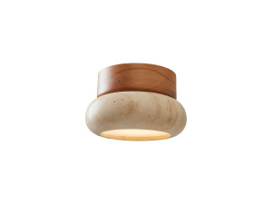 Drewniana lampa sufitowa „Worm-S” – dąb / beż