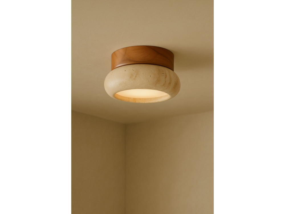 Drewniana lampa sufitowa „Worm-S” – dąb / beż