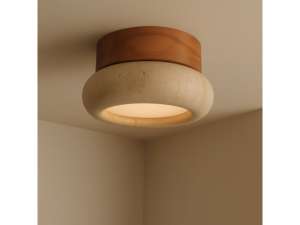 Drewniana lampa sufitowa „Worm-S” – dąb / beż