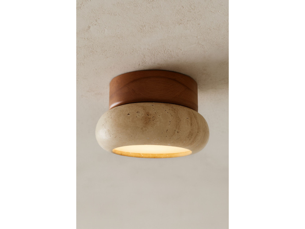 Drewniana lampa sufitowa „Worm-S” – dąb / beż