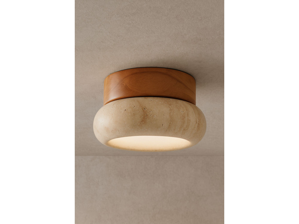 Drewniana lampa sufitowa „Worm-S” – dąb / beż