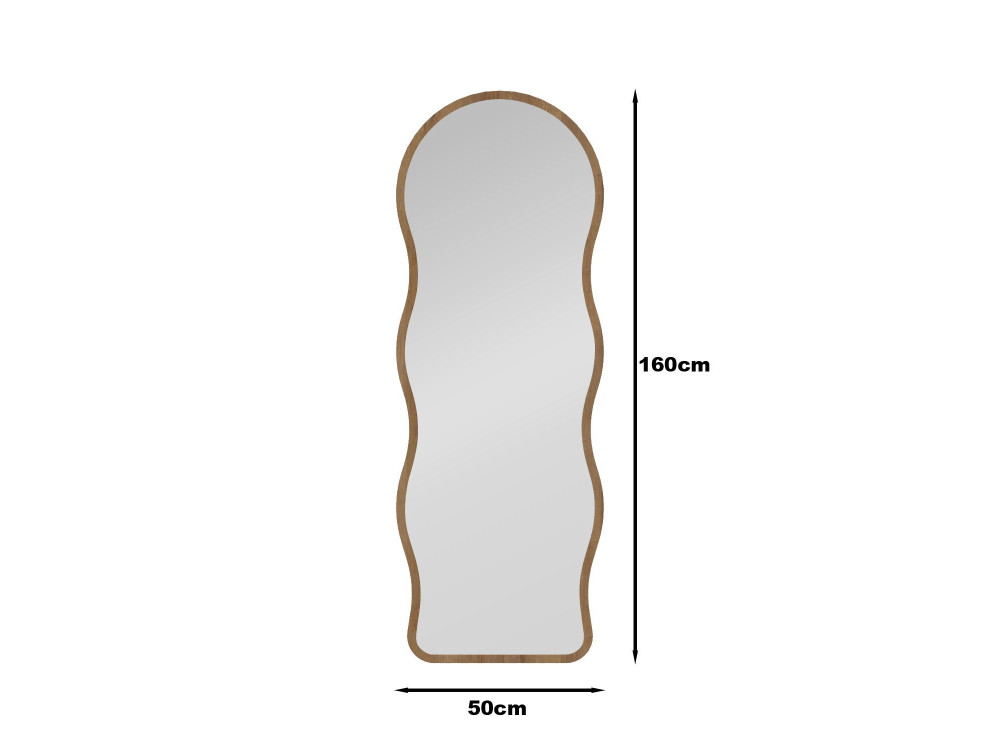 Drewniane lustro stojące „Asial” – 50 x 160 x 2,2 cm – dąb Saphir