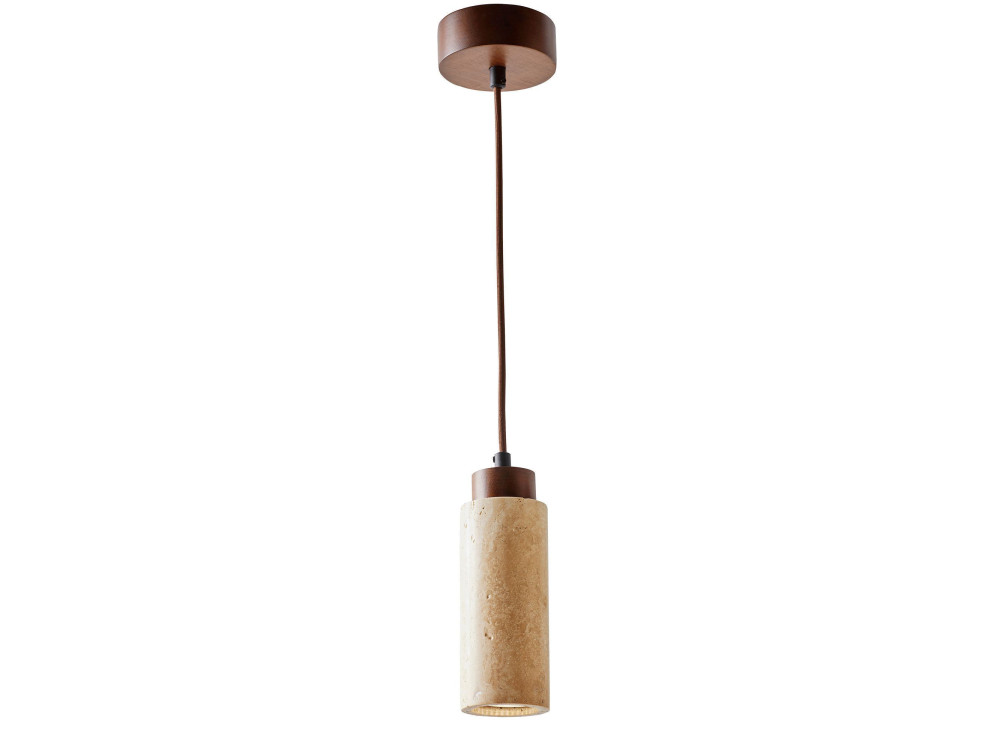 Drewniana lampa wisząca „Babil” – beżowa / orzechowa